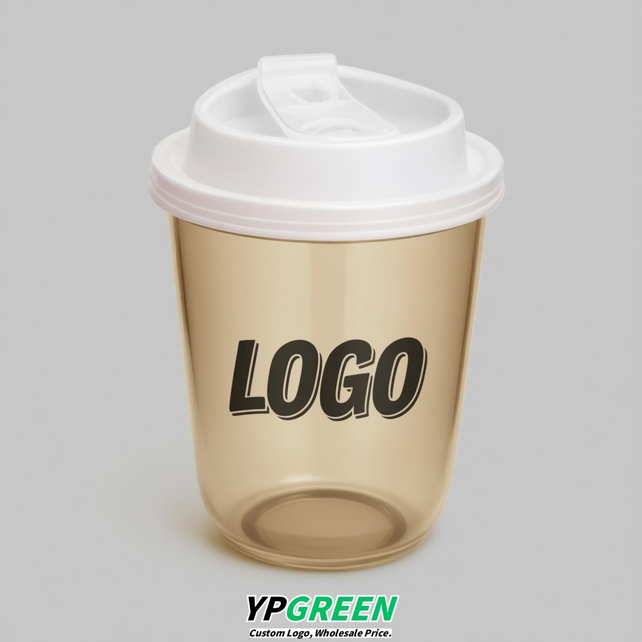 Champagne U Shape Cups with Lid - Custom Logo PP & PET Plastic Disposable