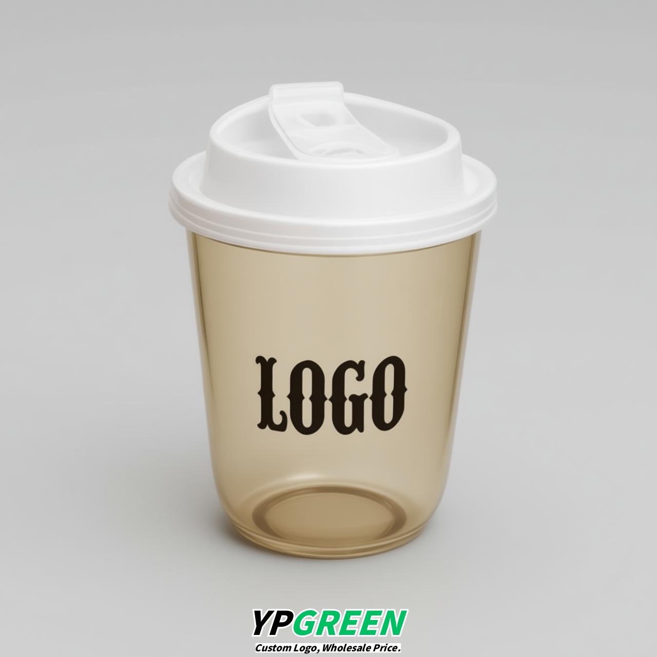 Champagne U Shape Cups with Lid - Custom Logo PP & PET Plastic Disposable