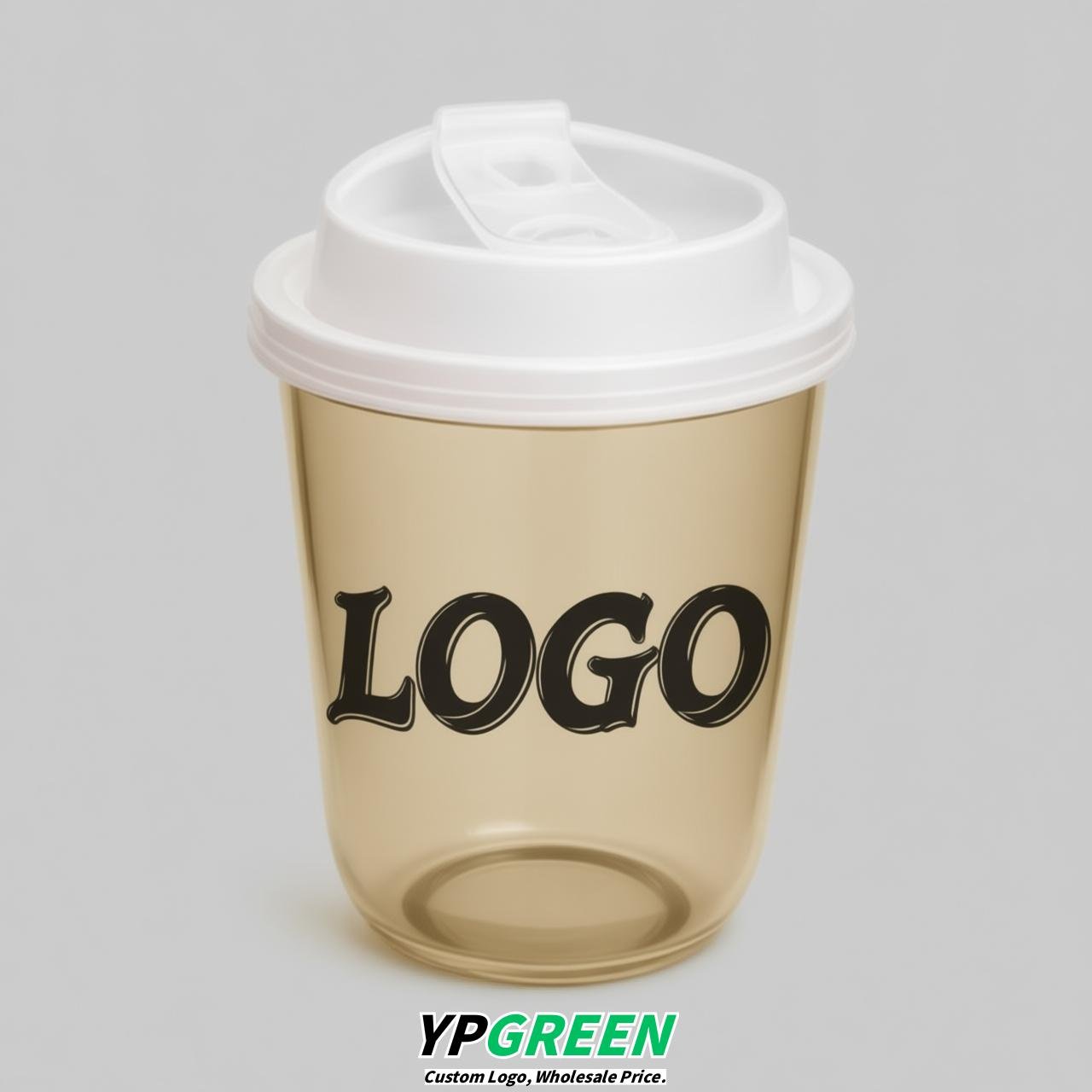 Champagne U Shape Cups with Lid - Custom Logo PP & PET Plastic Disposable