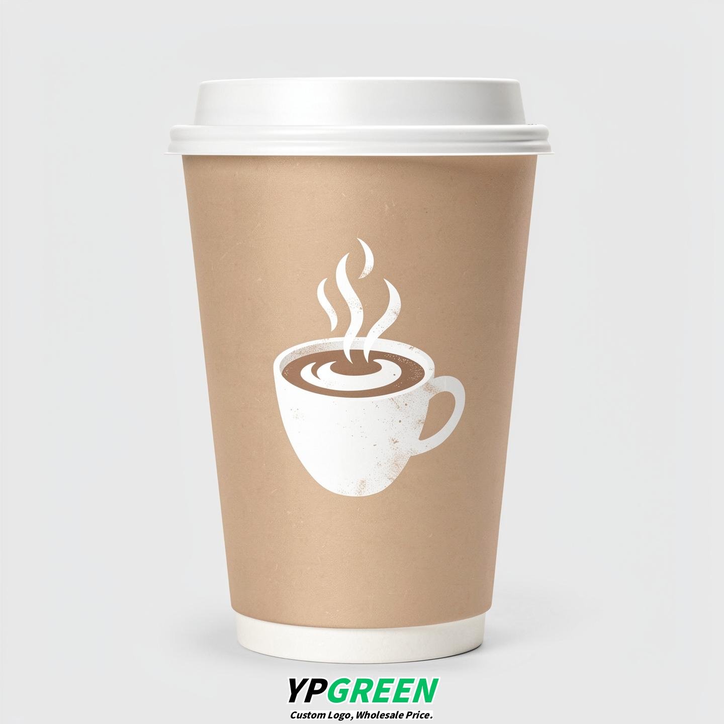 Champagne Hot Coffee Icon Paper Cups - Disposable Steaming Coffee Design