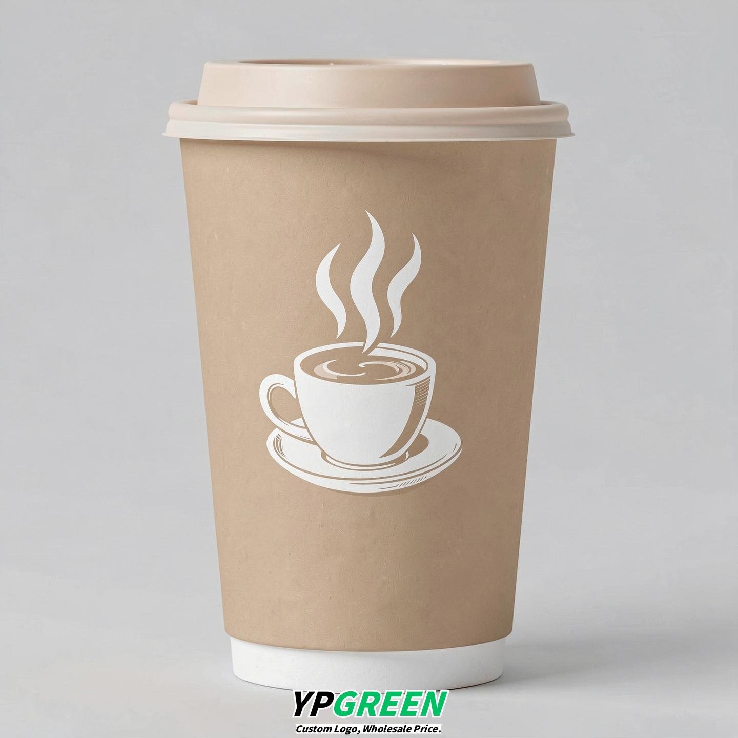Champagne Hot Coffee Icon Paper Cups - Disposable Steaming Coffee Design