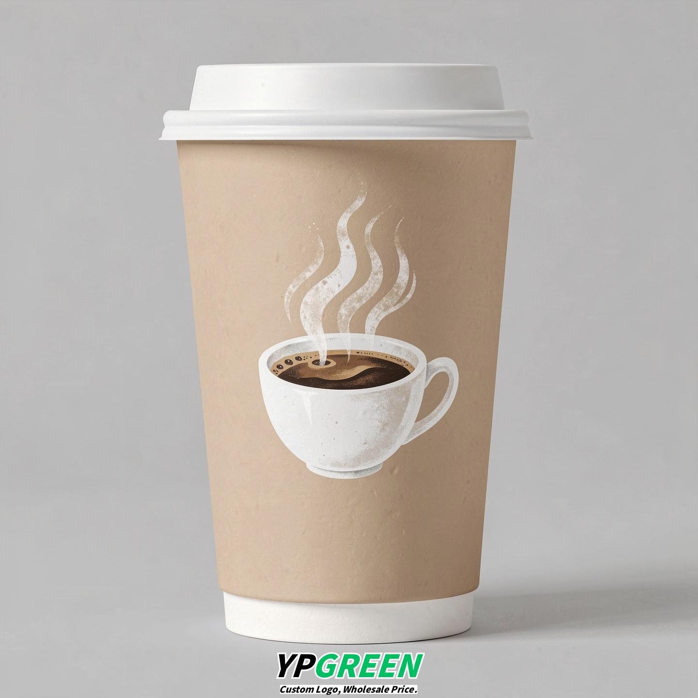 Champagne Hot Coffee Icon Paper Cups - Disposable Steaming Coffee Design