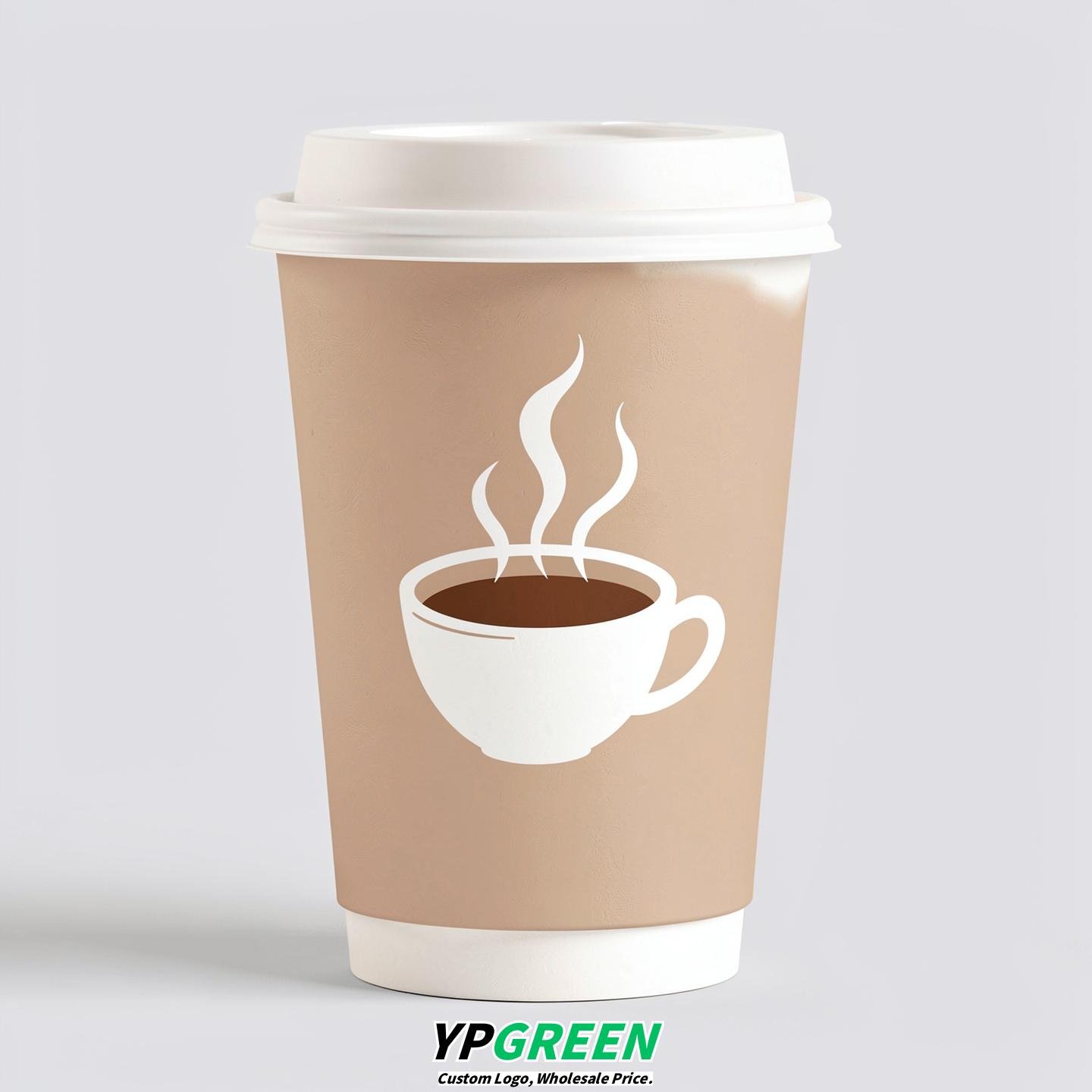 Champagne Hot Coffee Icon Paper Cups - Disposable Steaming Coffee Design