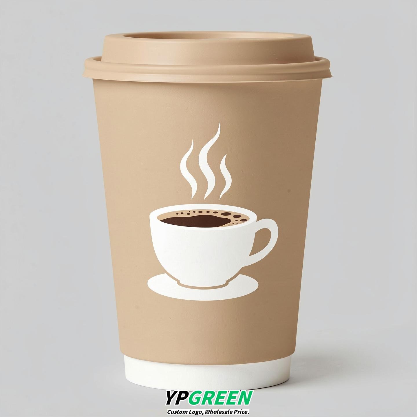 Champagne Hot Coffee Icon Paper Cups - Disposable Steaming Coffee Design