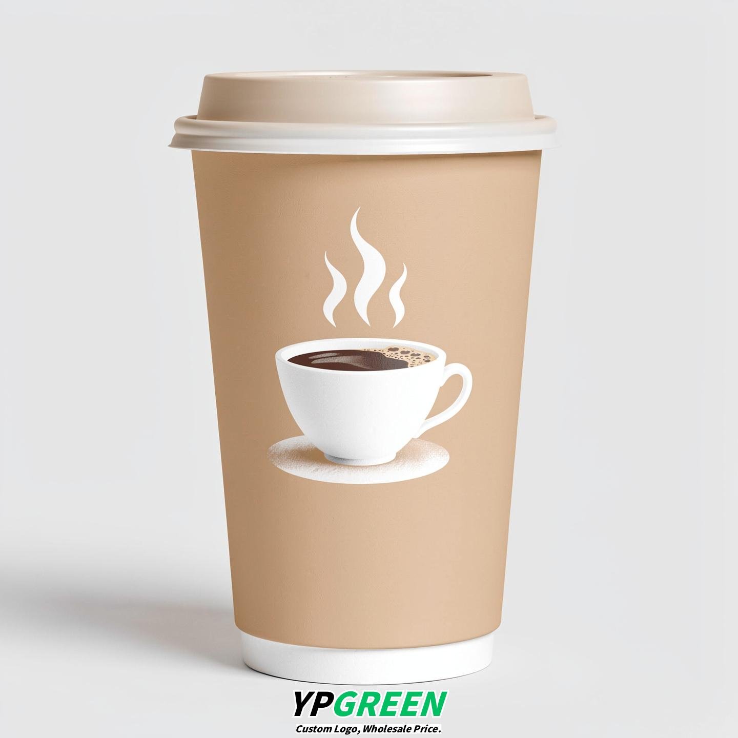 Champagne Hot Coffee Icon Paper Cups - Disposable Steaming Coffee Design