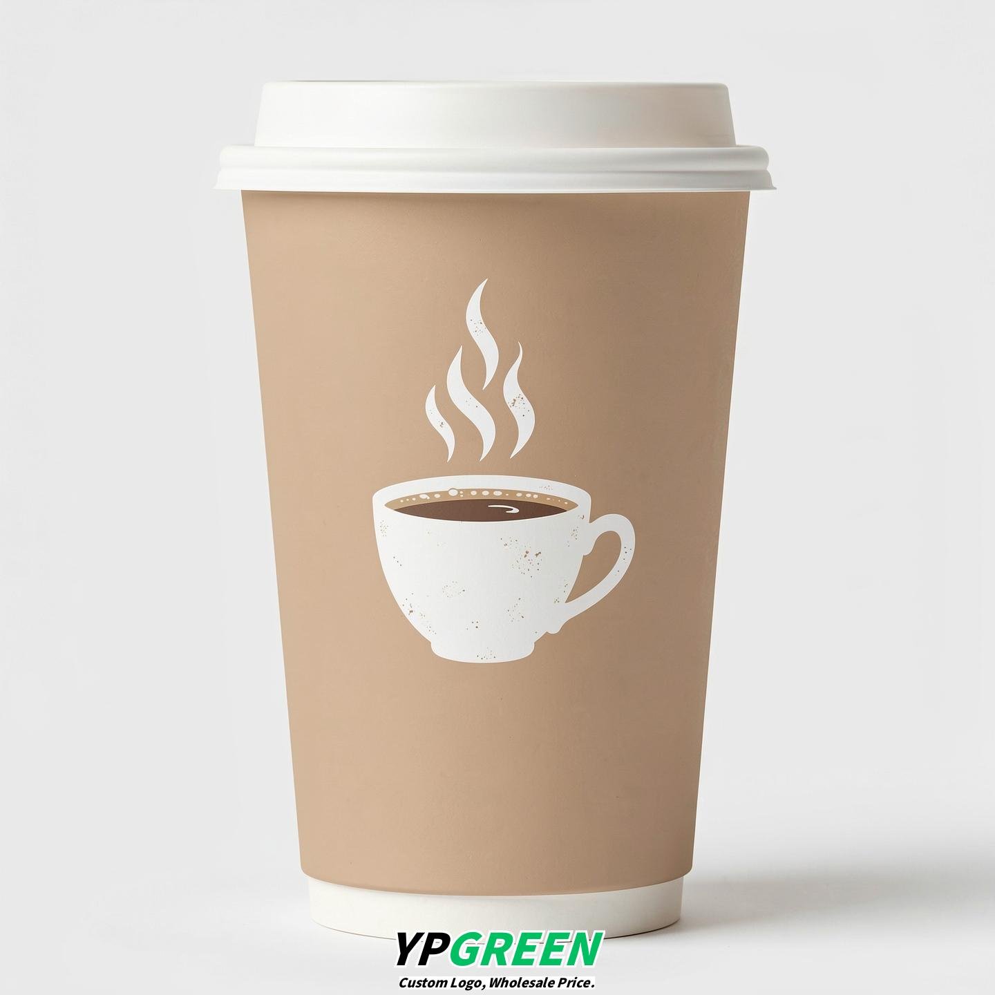 Champagne Hot Coffee Icon Paper Cups - Disposable Steaming Coffee Design