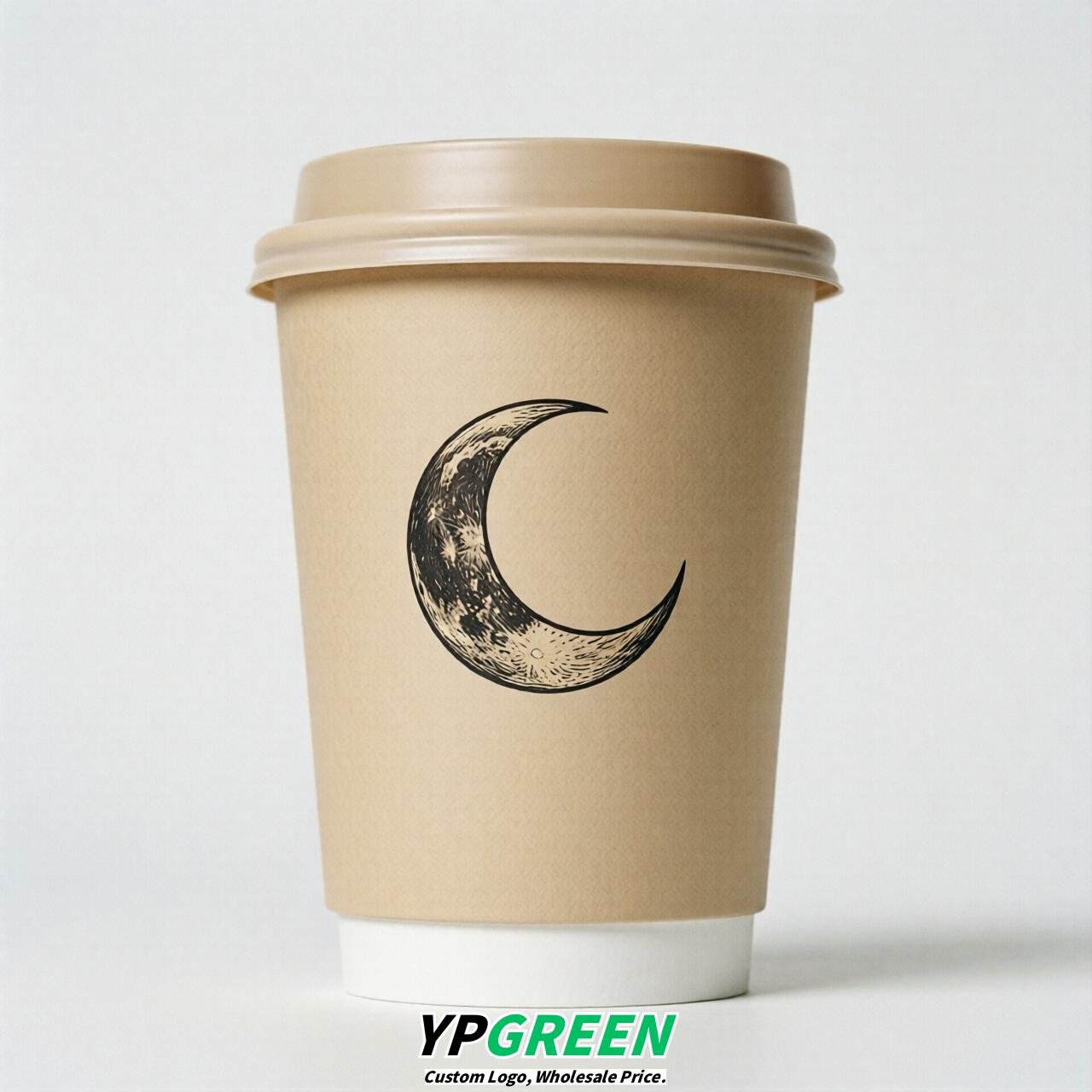 Champagne Moon Paper Cups with Lids 8-24oz