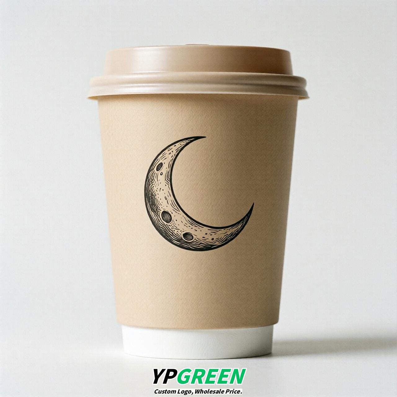 Champagne Moon Paper Cups with Lids 8-24oz