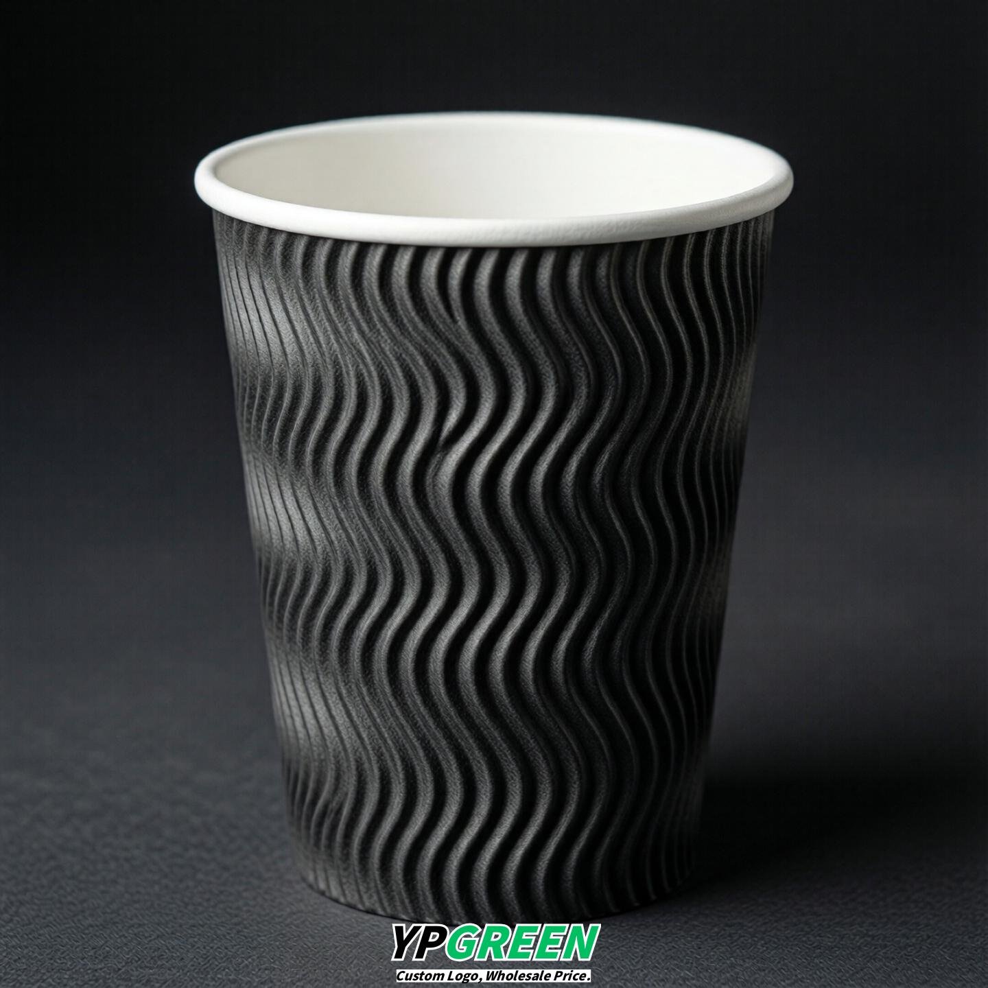 Charcoal Embossed Paper Cups 10oz/12oz/16oz/20oz/22oz