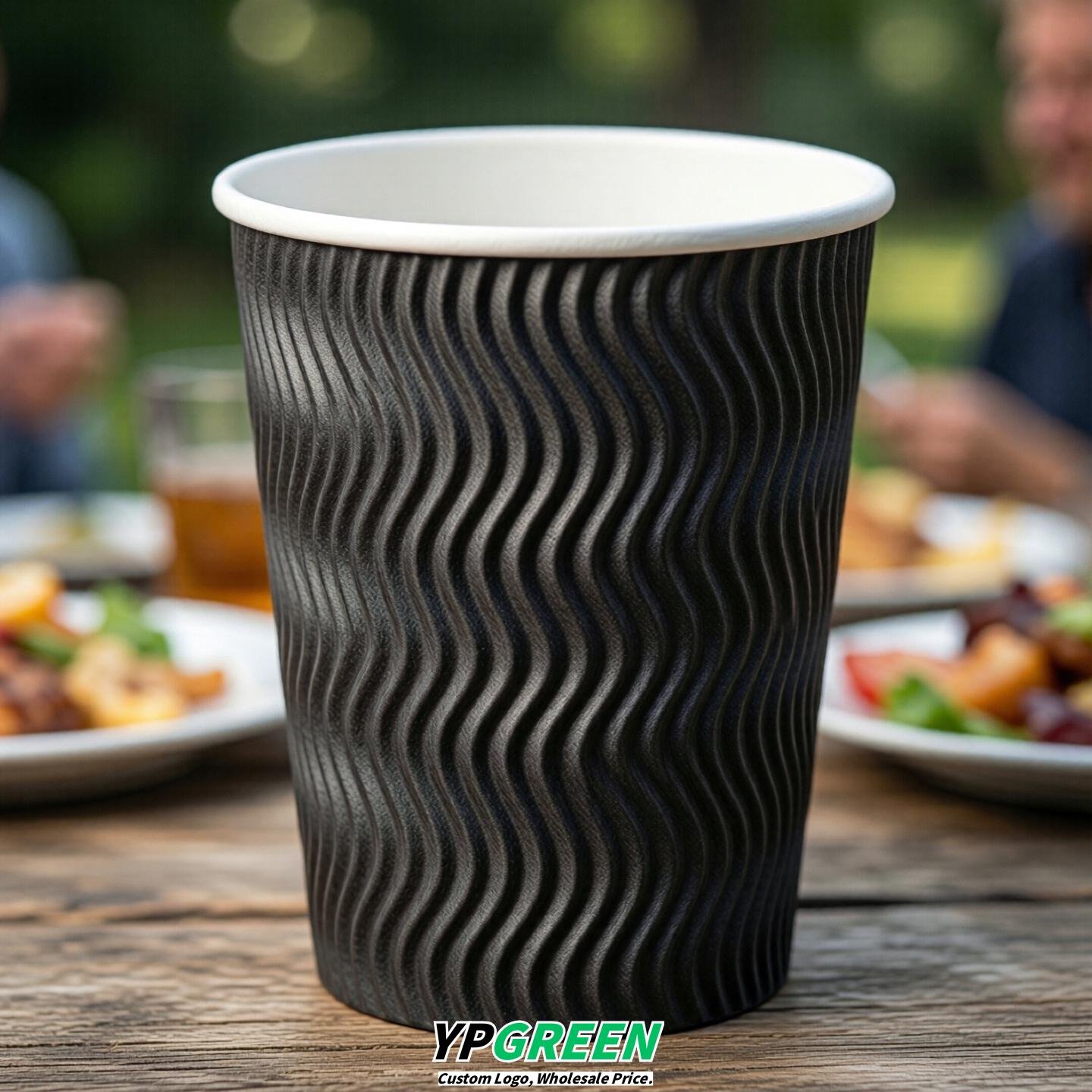 Charcoal Embossed Paper Cups 10oz/12oz/16oz/20oz/22oz