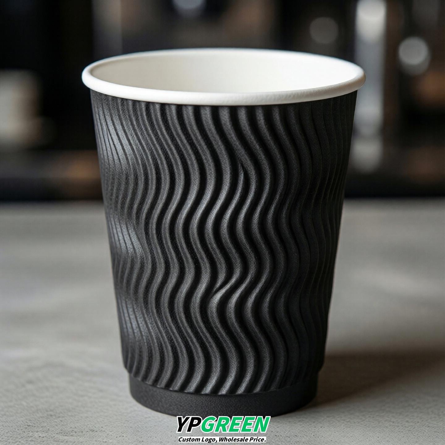 Charcoal Embossed Paper Cups 10oz/12oz/16oz/20oz/22oz