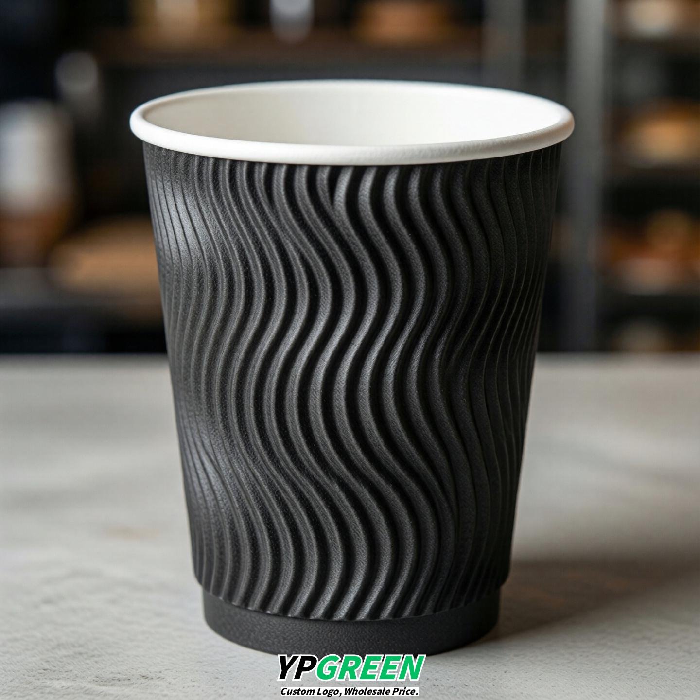 Charcoal Embossed Paper Cups 10oz/12oz/16oz/20oz/22oz