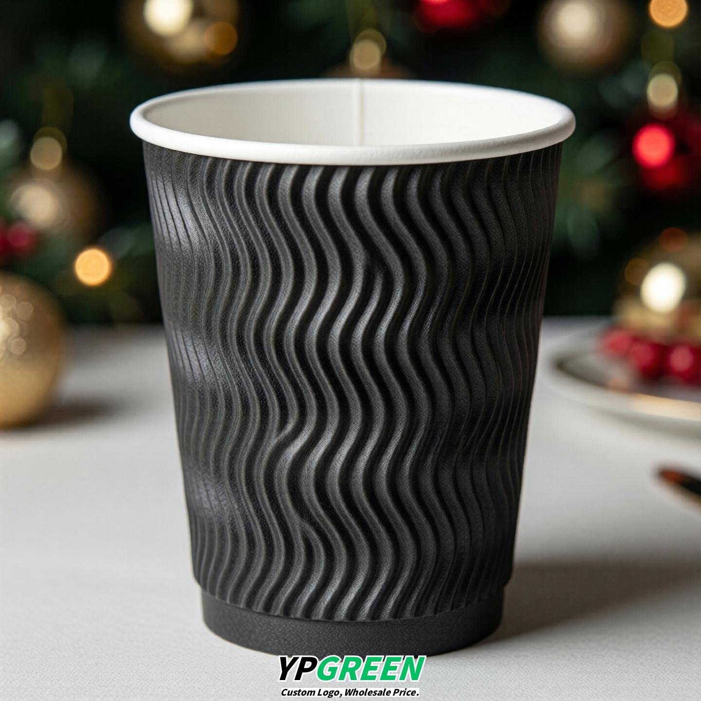 Charcoal Embossed Paper Cups 10oz/12oz/16oz/20oz/22oz
