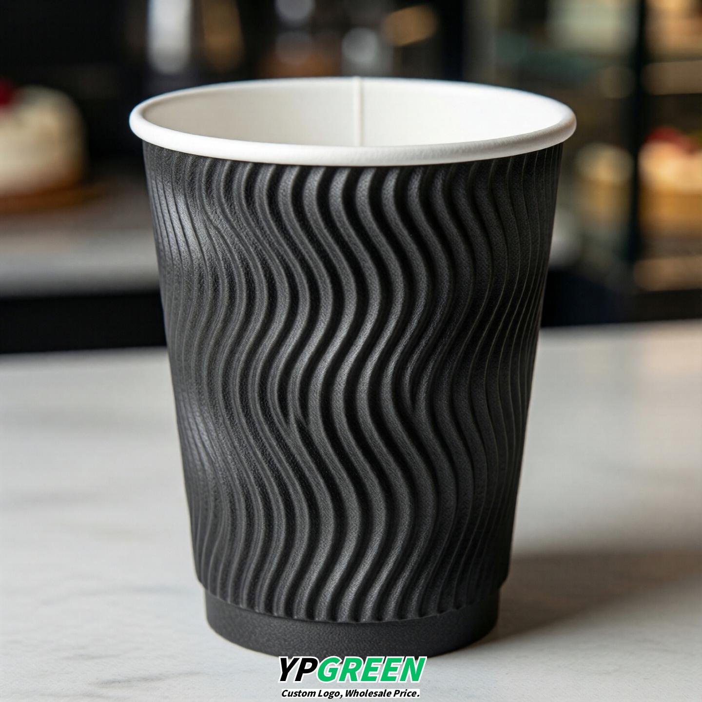 Charcoal Embossed Paper Cups 10oz/12oz/16oz/20oz/22oz