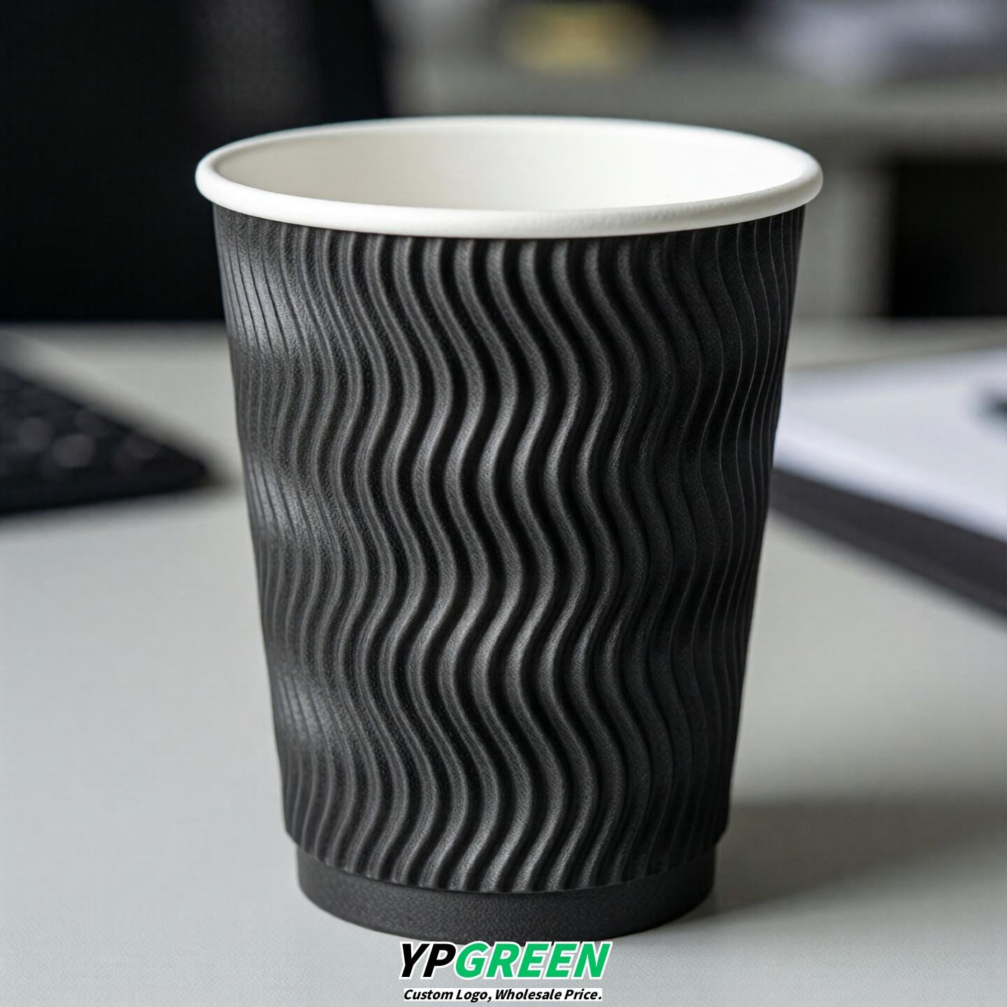 Charcoal Embossed Paper Cups 10oz/12oz/16oz/20oz/22oz