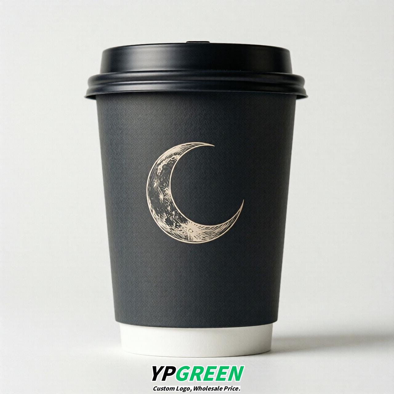 Charcoal Moon Paper Cups with Lids 8-24oz