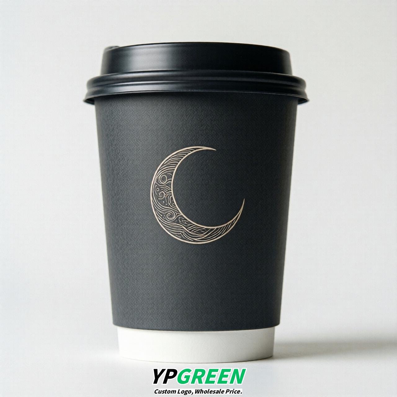 Charcoal Moon Paper Cups with Lids 8-24oz