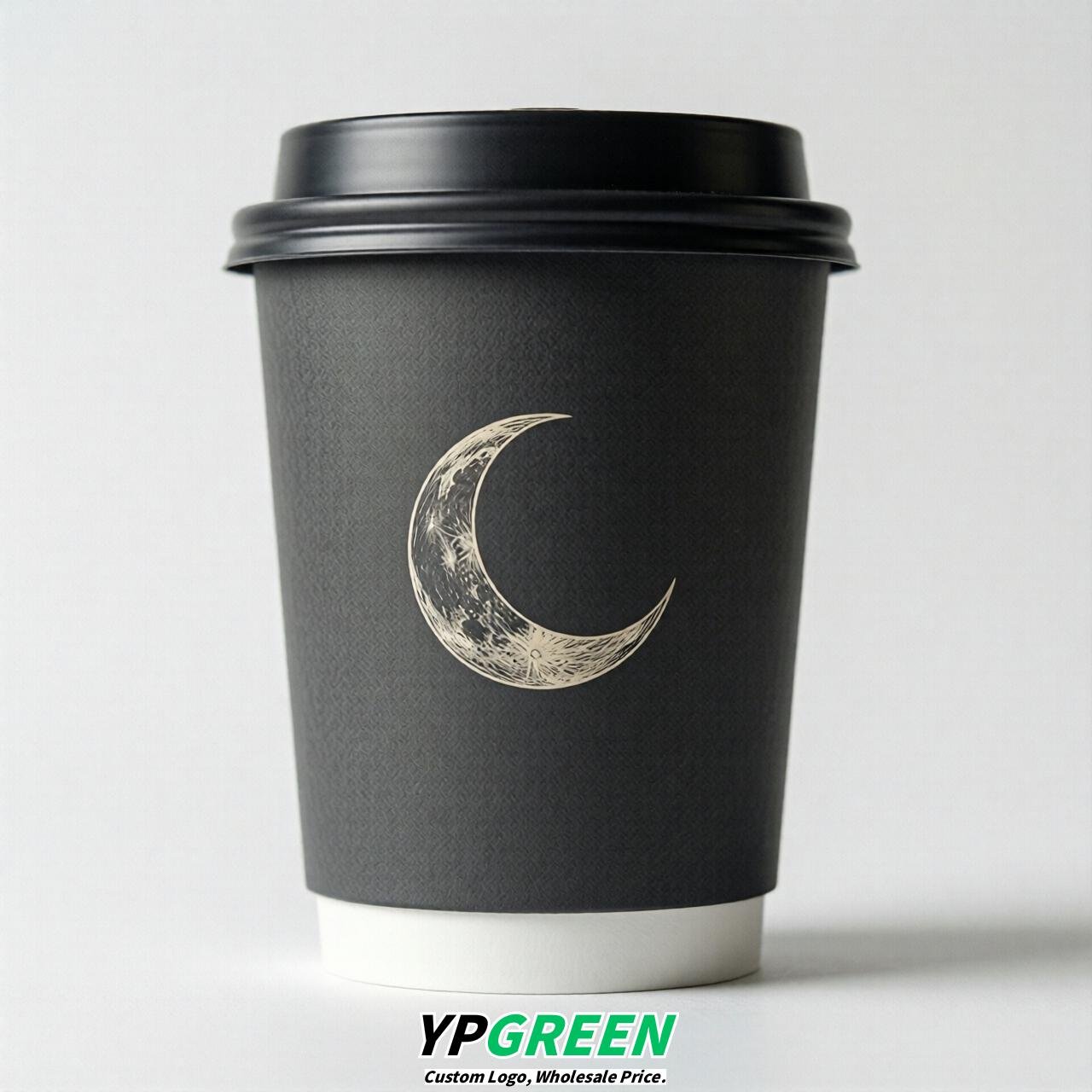 Charcoal Moon Paper Cups with Lids 8-24oz