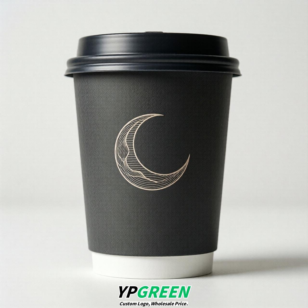 Charcoal Moon Paper Cups with Lids 8-24oz