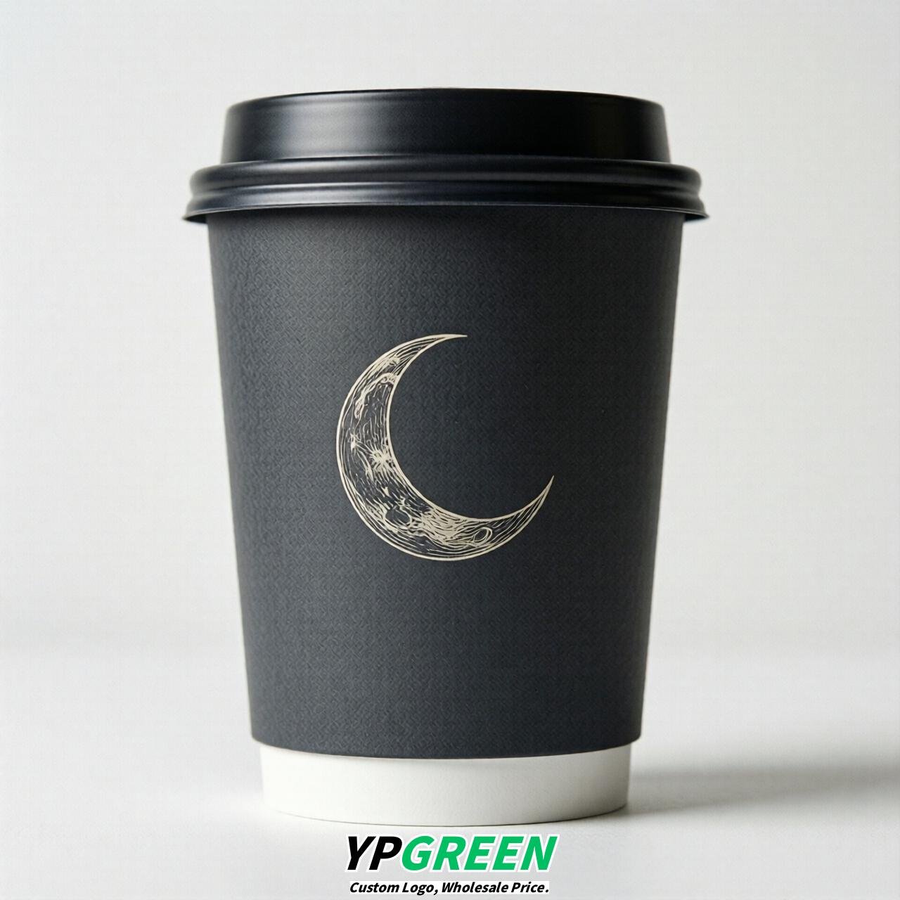 Charcoal Moon Paper Cups with Lids 8-24oz