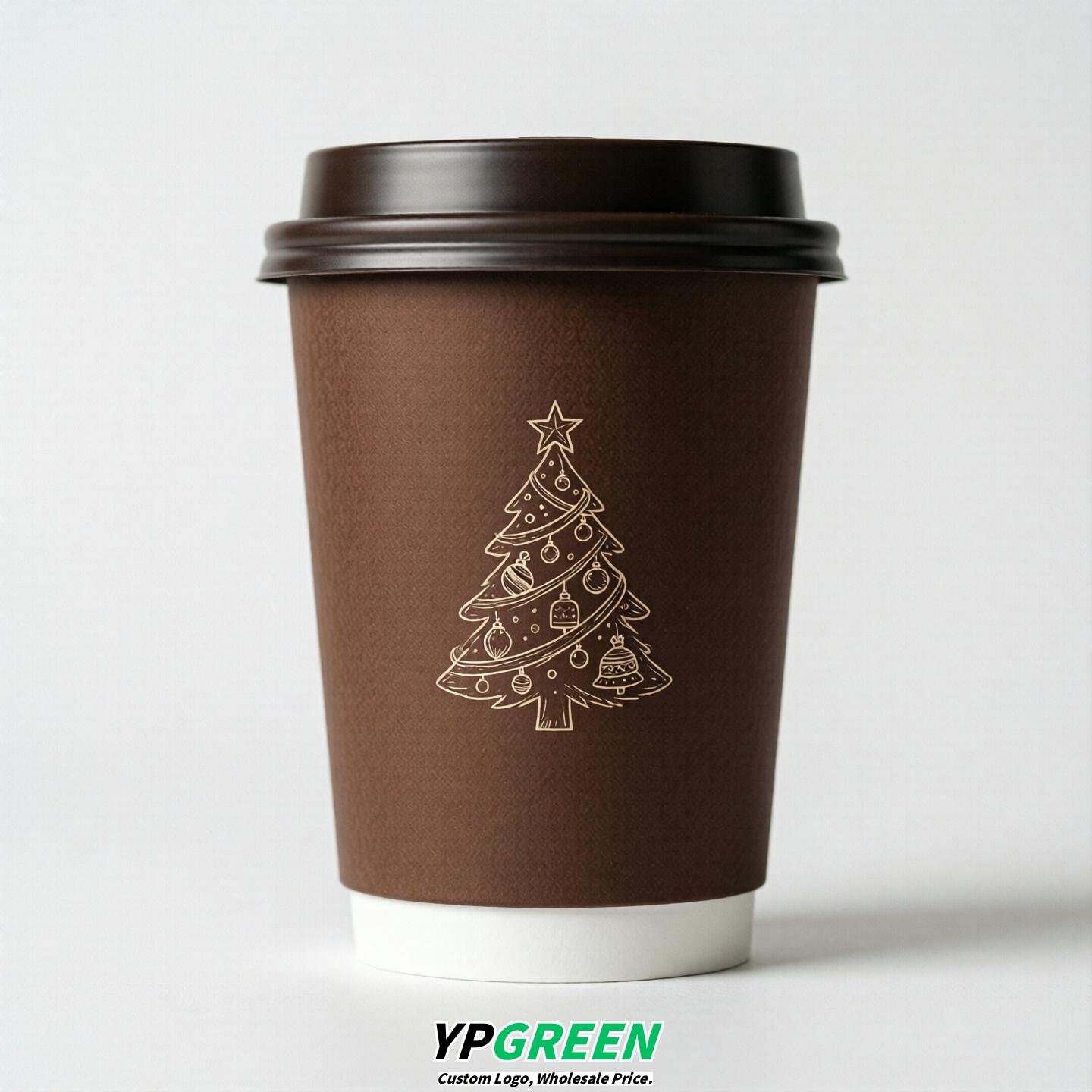 Chocolate Paper Cups with Christmas Design 8-24oz