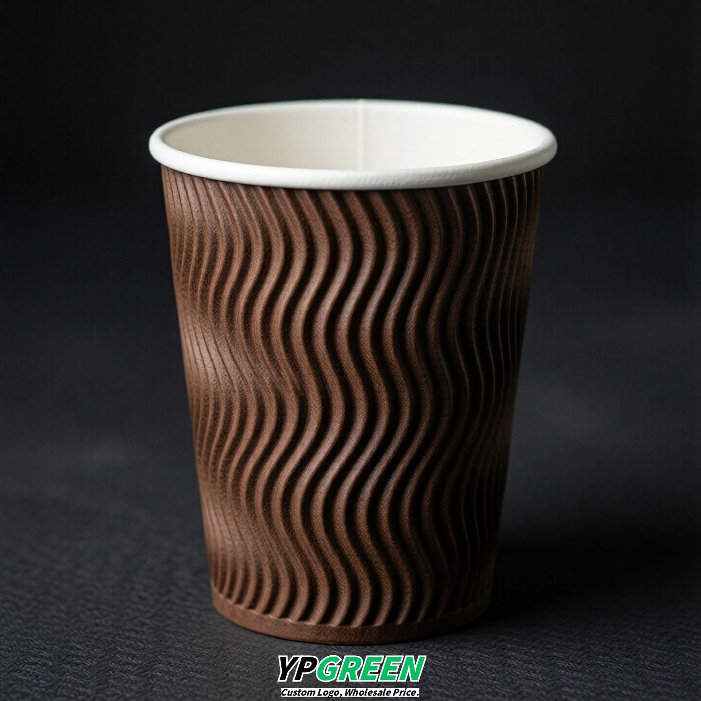 Chocolate Embossed Paper Cups 10oz/12oz/16oz/20oz/22oz
