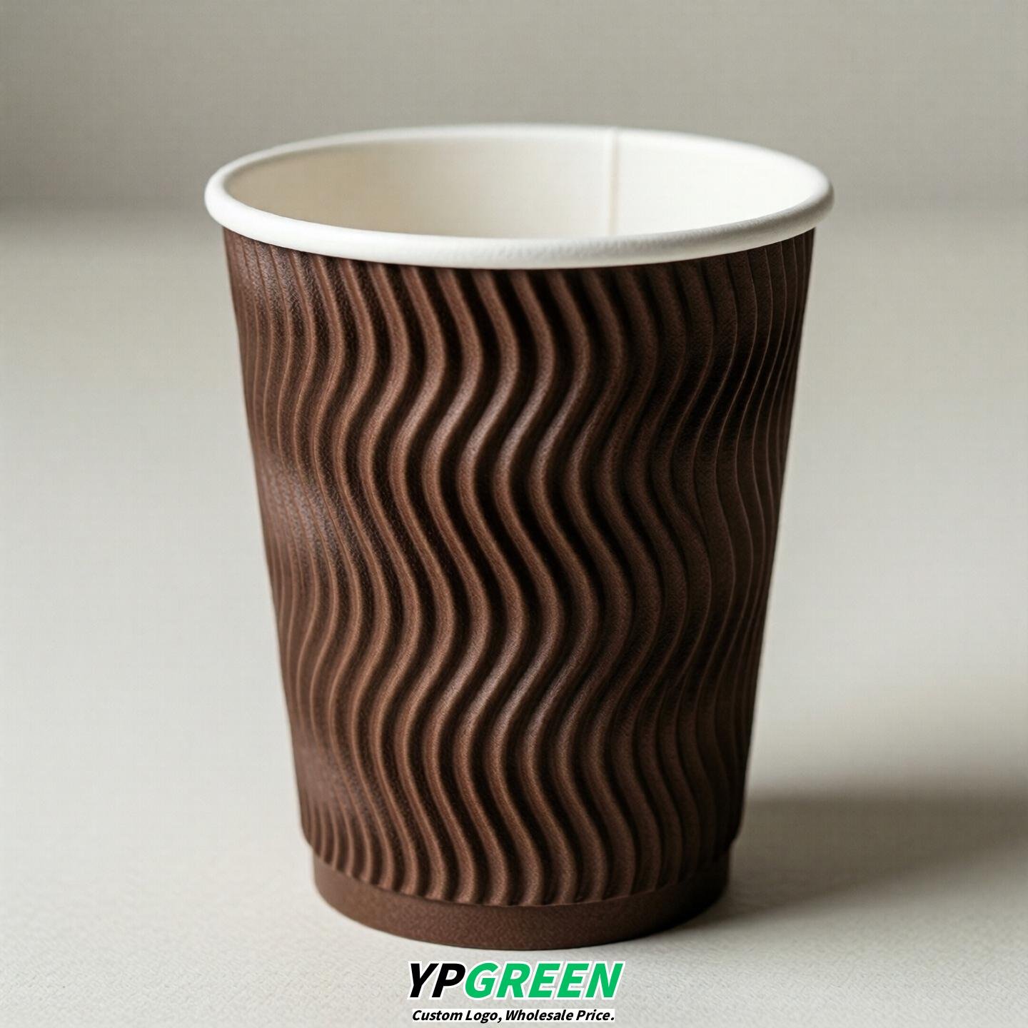 Chocolate Embossed Paper Cups 10oz/12oz/16oz/20oz/22oz
