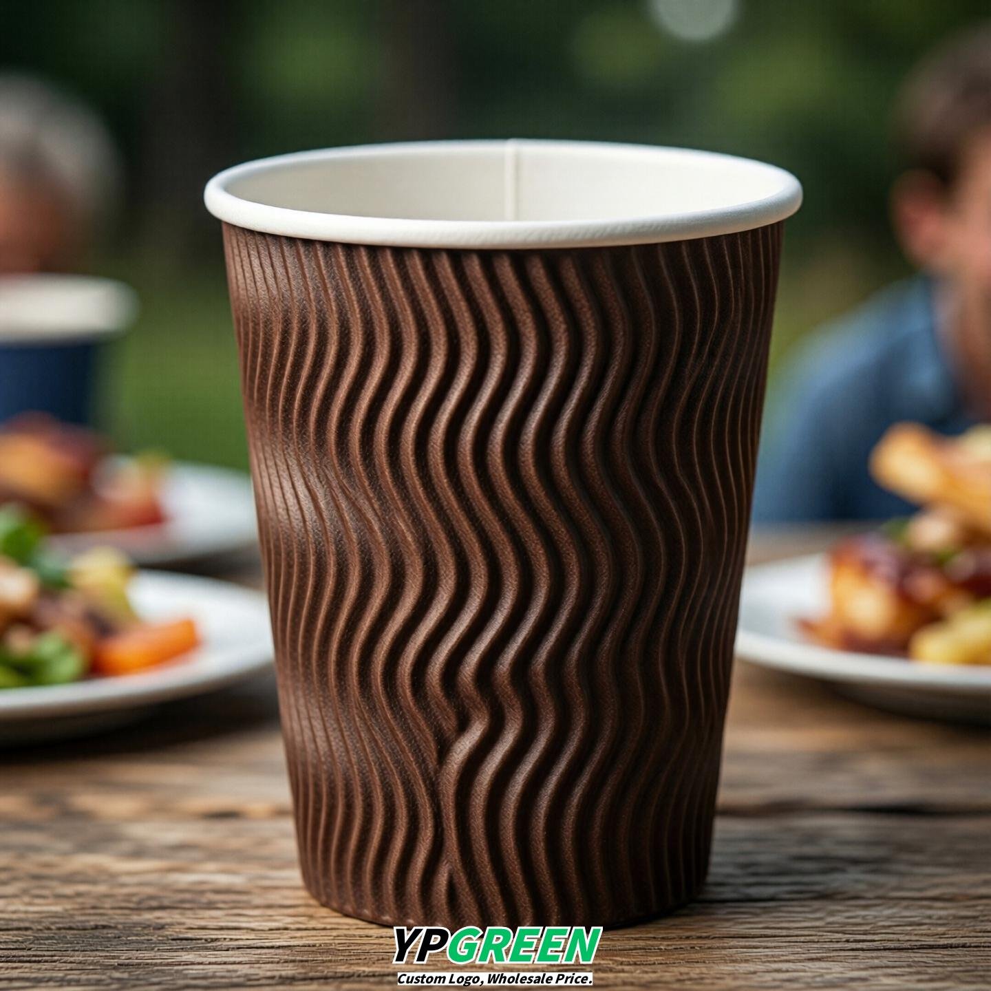 Chocolate Embossed Paper Cups 10oz/12oz/16oz/20oz/22oz