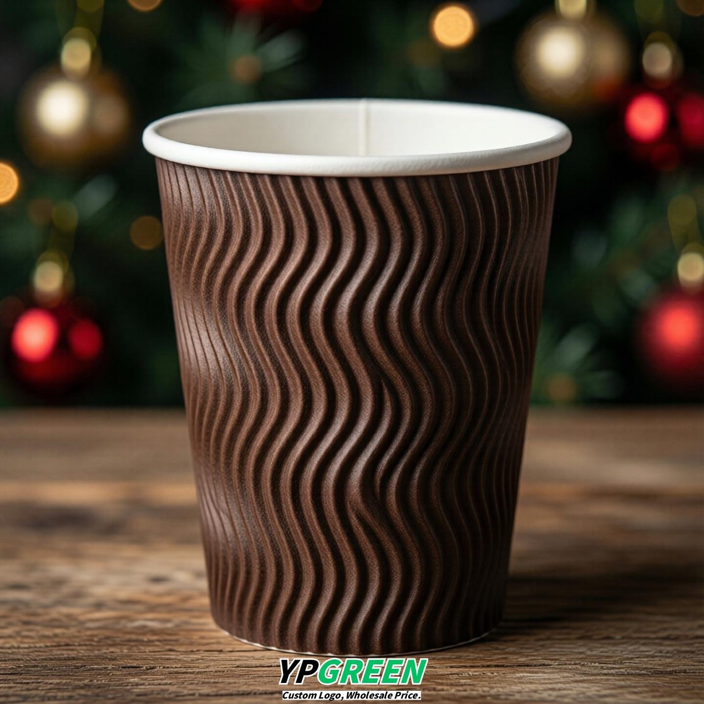 Chocolate Embossed Paper Cups 10oz/12oz/16oz/20oz/22oz