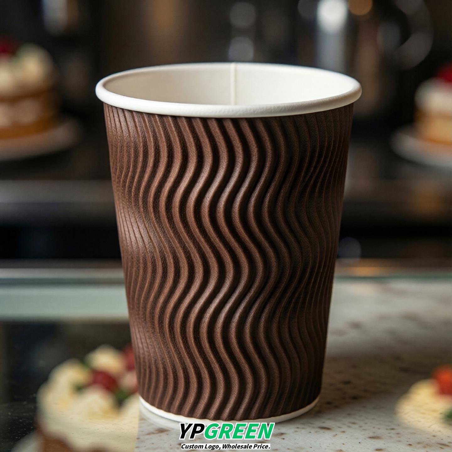 Chocolate Embossed Paper Cups 10oz/12oz/16oz/20oz/22oz