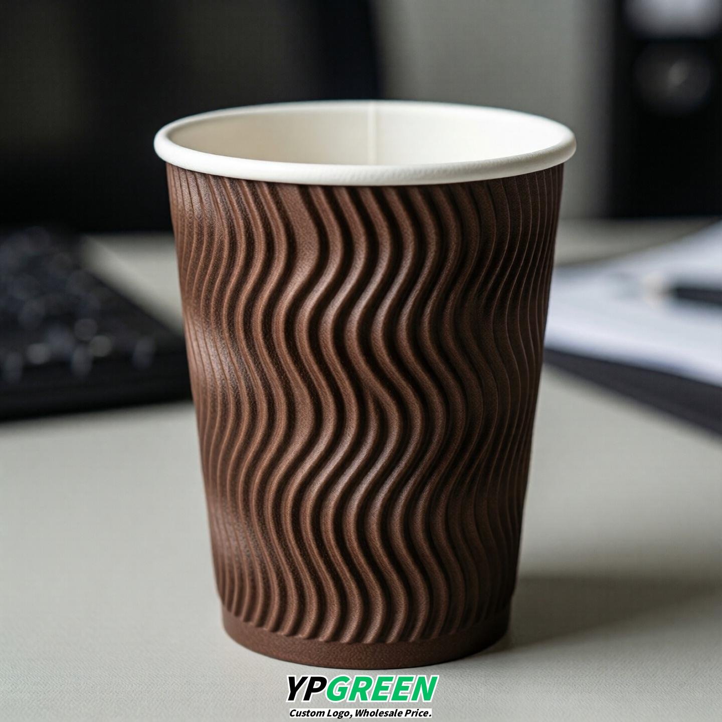 Chocolate Embossed Paper Cups 10oz/12oz/16oz/20oz/22oz