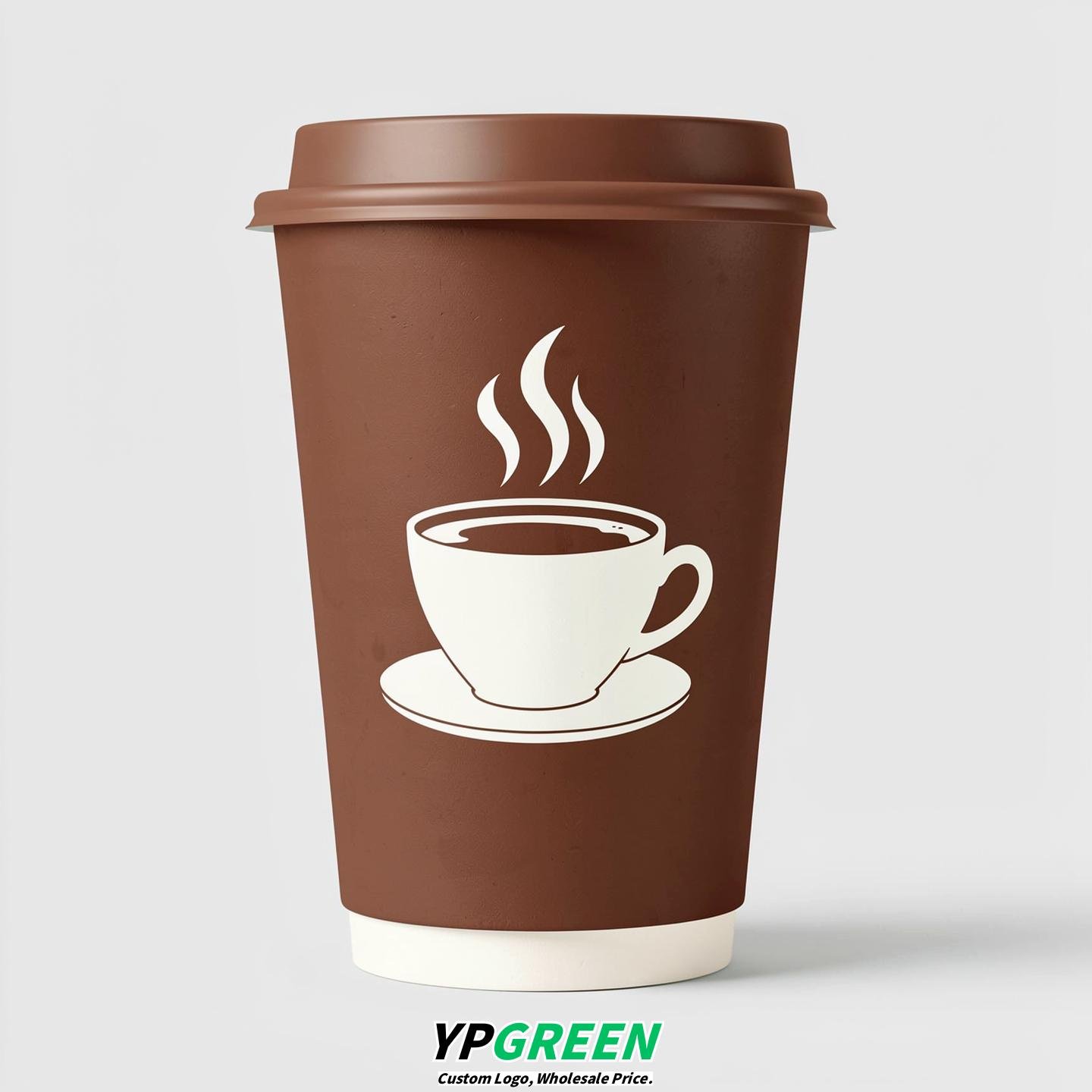 Chocolate Hot Coffee Icon Paper Cups - Disposable Steaming Coffee Design