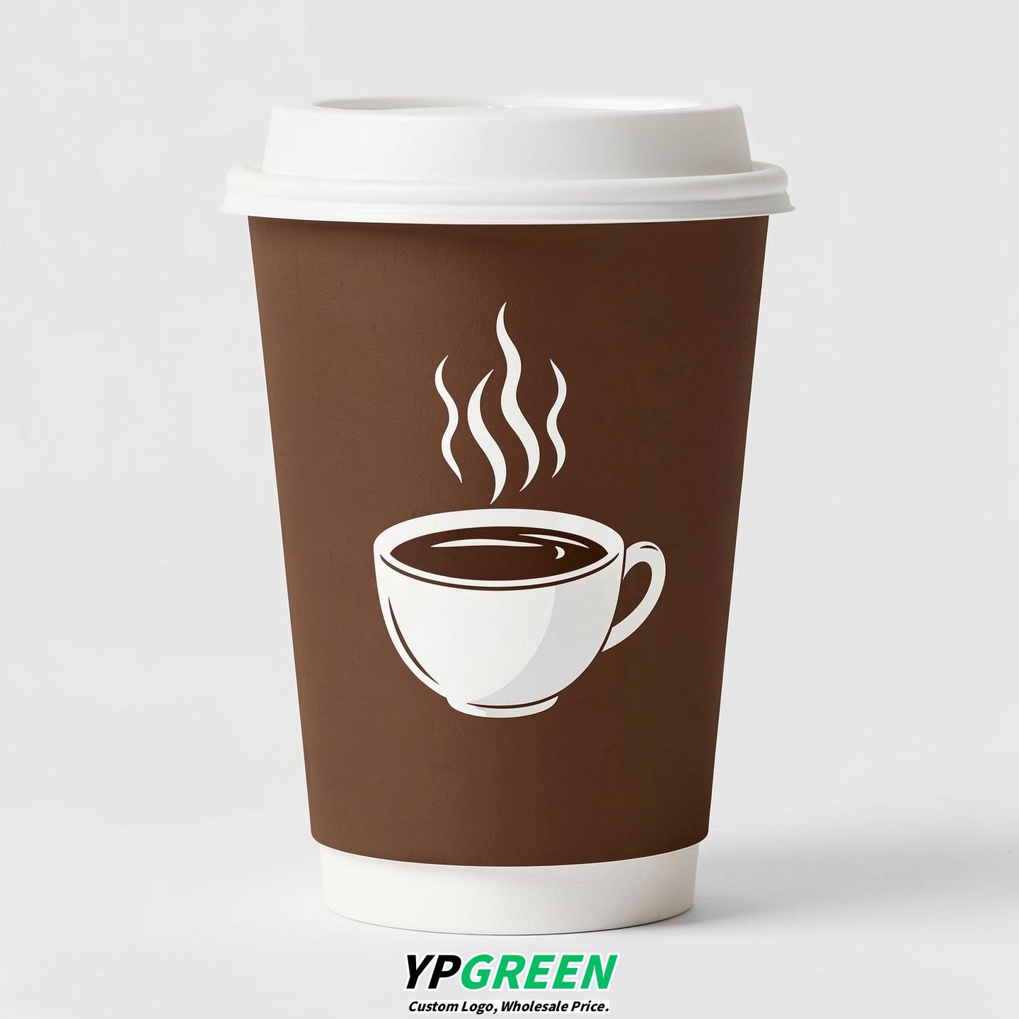 Chocolate Hot Coffee Icon Paper Cups - Disposable Steaming Coffee Design