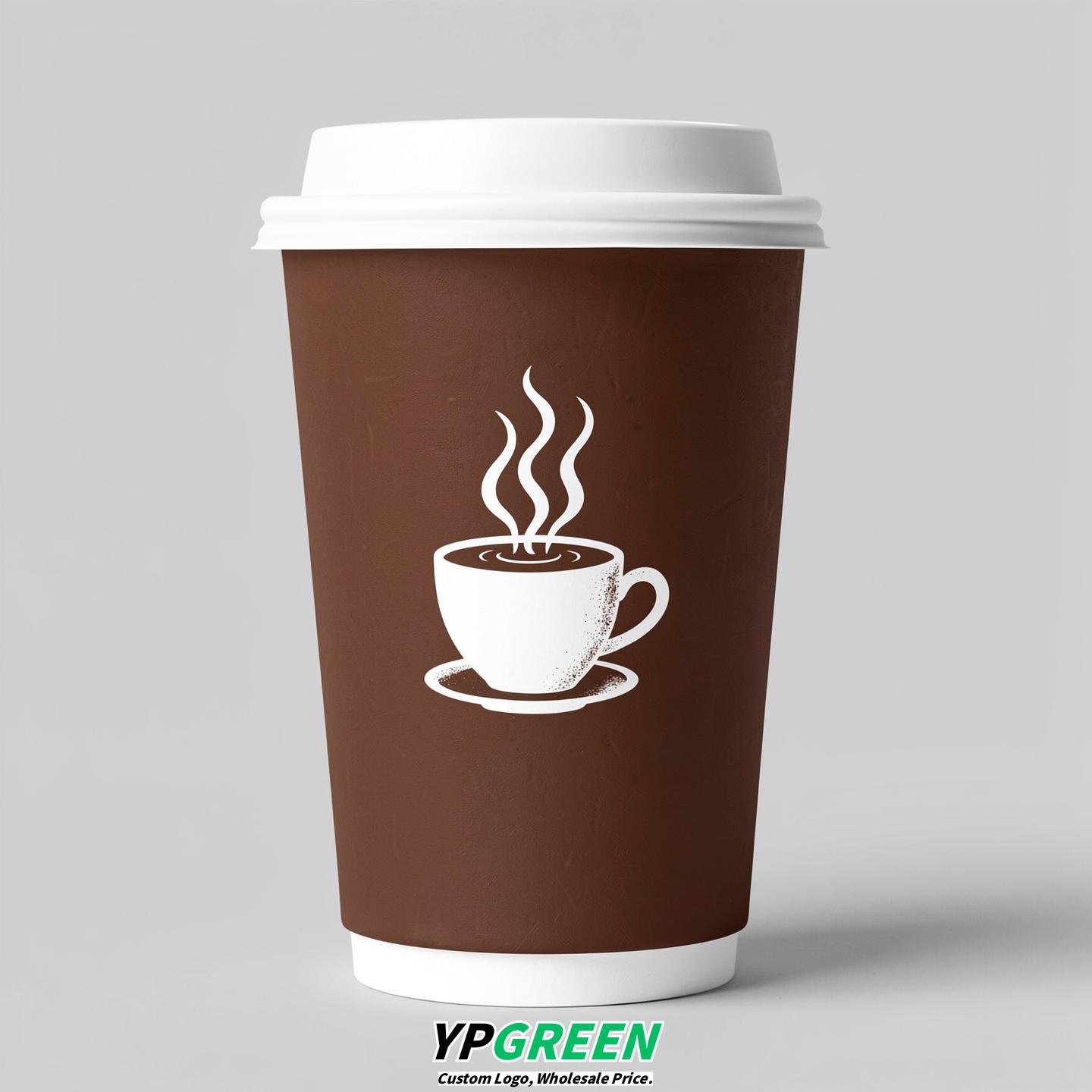 Chocolate Hot Coffee Icon Paper Cups - Disposable Steaming Coffee Design