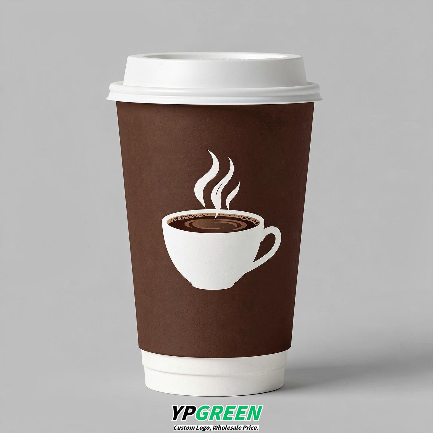 Chocolate Hot Coffee Icon Paper Cups - Disposable Steaming Coffee Design