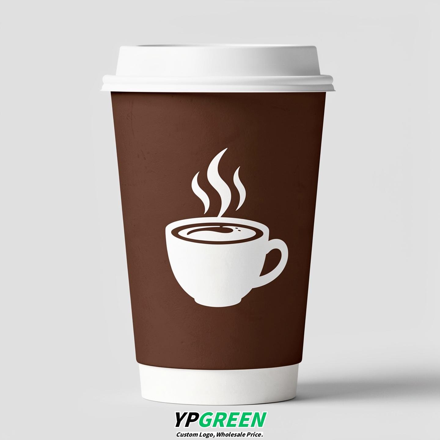 Chocolate Hot Coffee Icon Paper Cups - Disposable Steaming Coffee Design