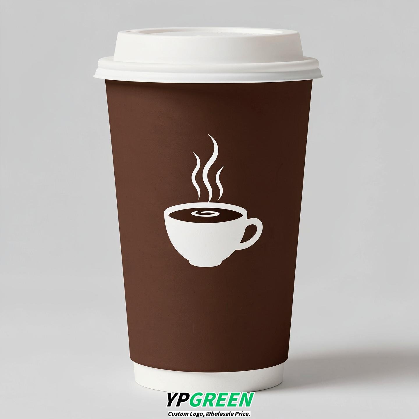 Chocolate Hot Coffee Icon Paper Cups - Disposable Steaming Coffee Design