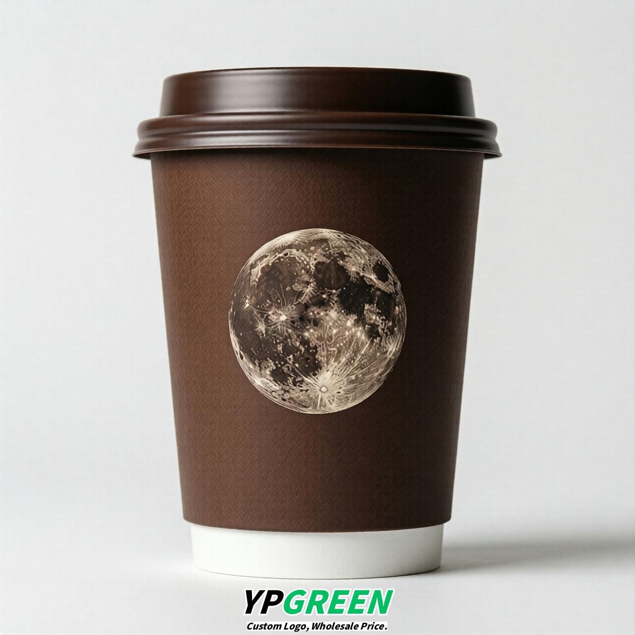 Chocolate Moon Paper Cups with Lids 8-24oz