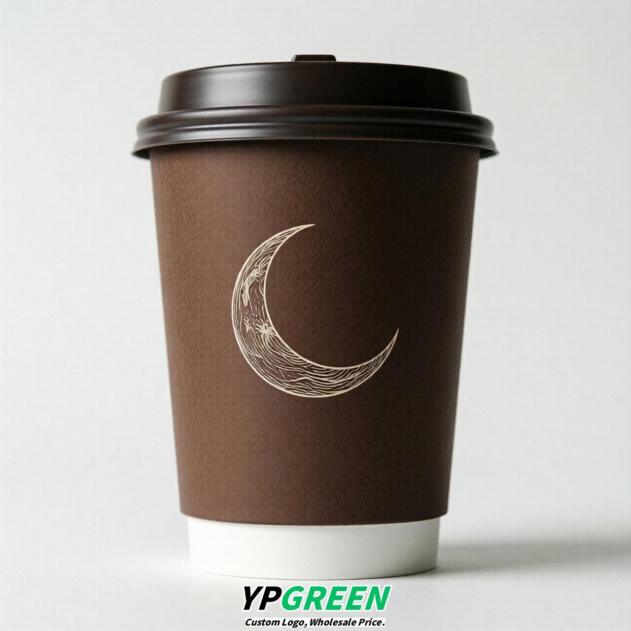 Chocolate Moon Paper Cups with Lids 8-24oz