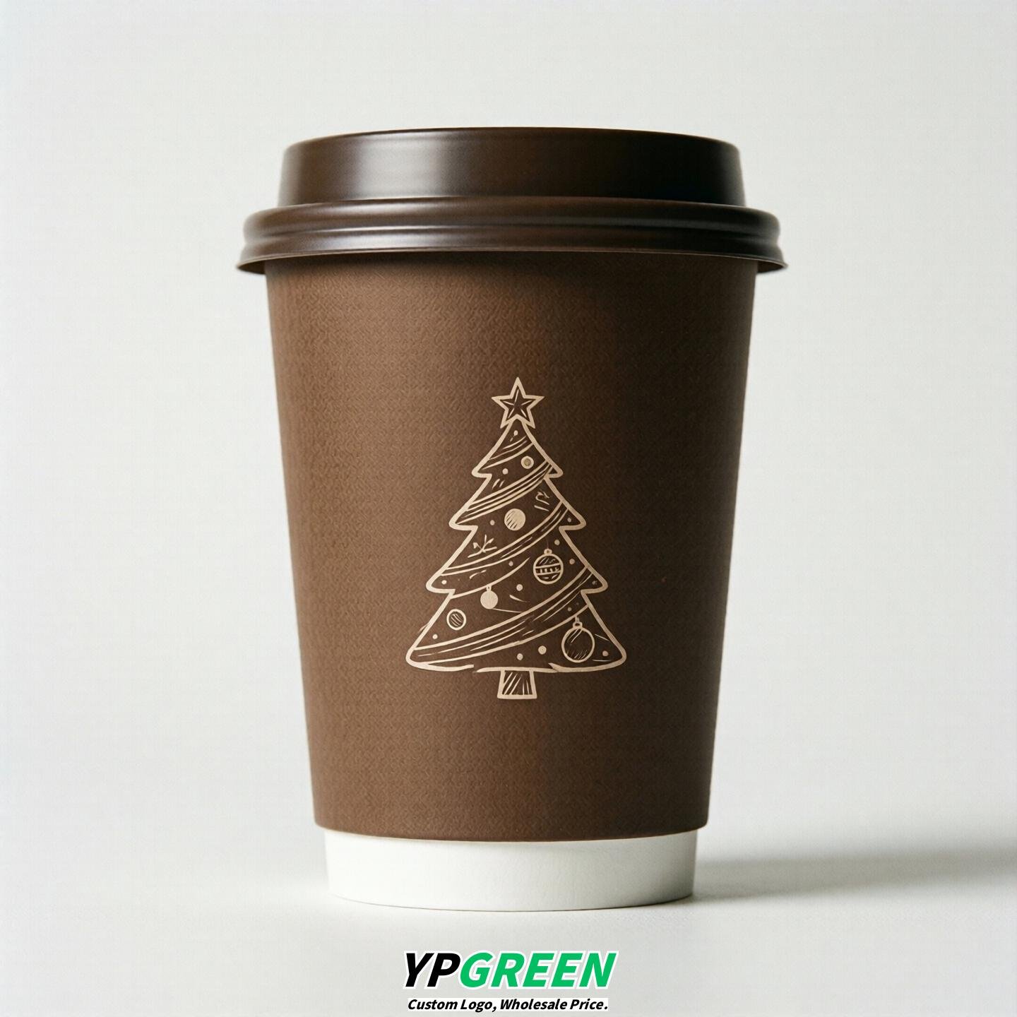 Coffee Paper Cups with Christmas Design 8-24oz