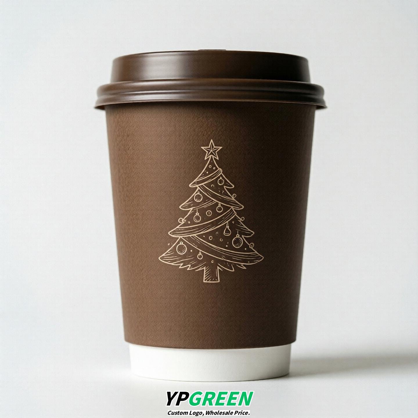 Coffee Paper Cups with Christmas Design 8-24oz