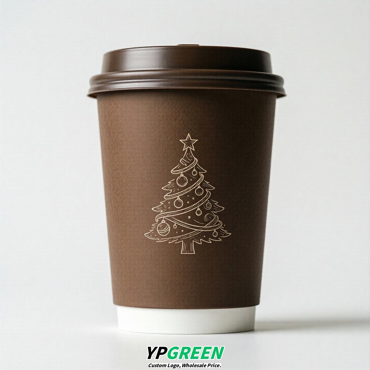 Coffee Paper Cups with Christmas Design 8-24oz