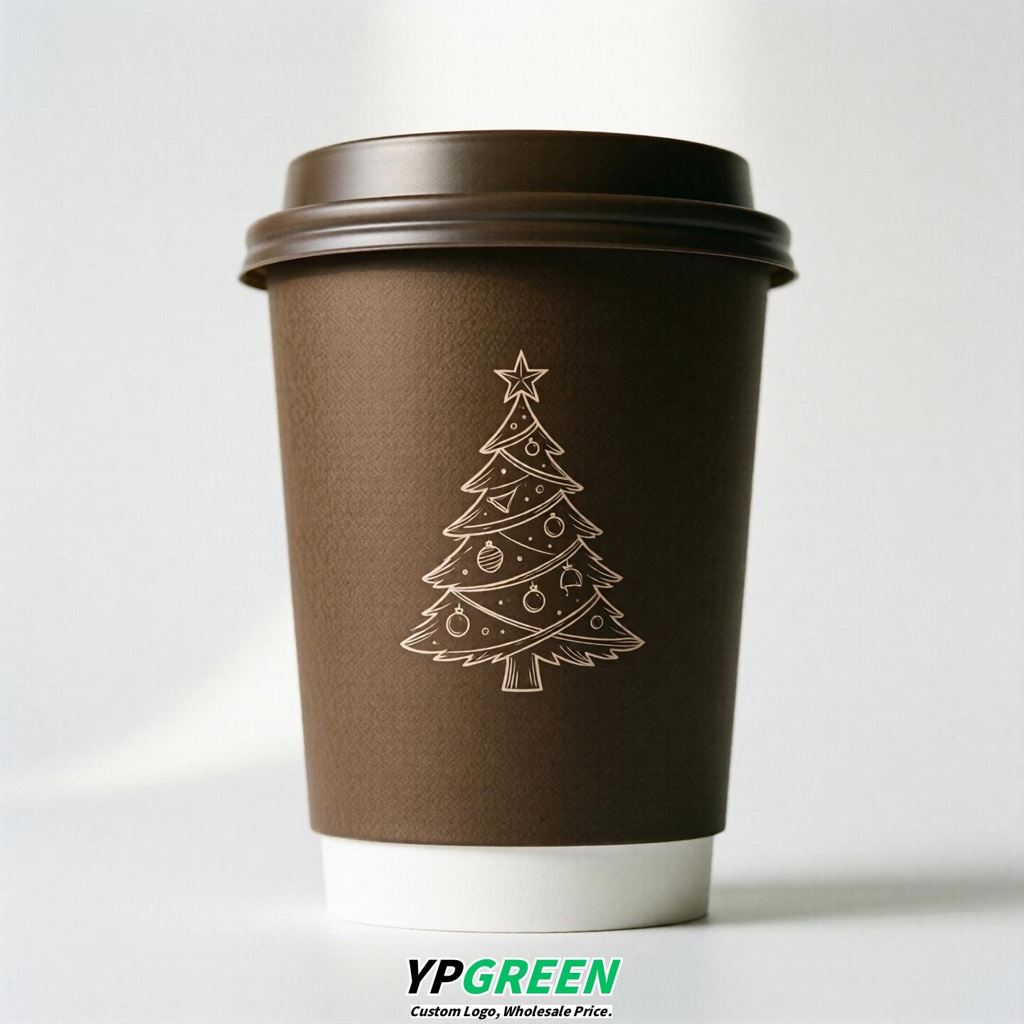 Coffee Paper Cups with Christmas Design 8-24oz