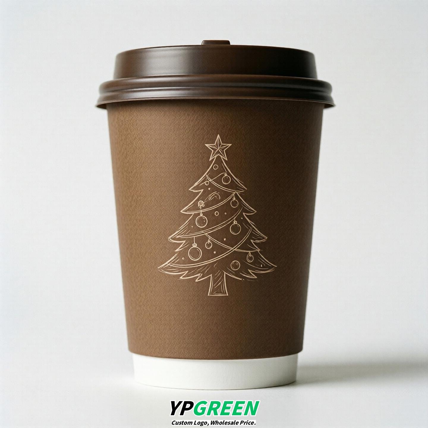 Coffee Paper Cups with Christmas Design 8-24oz