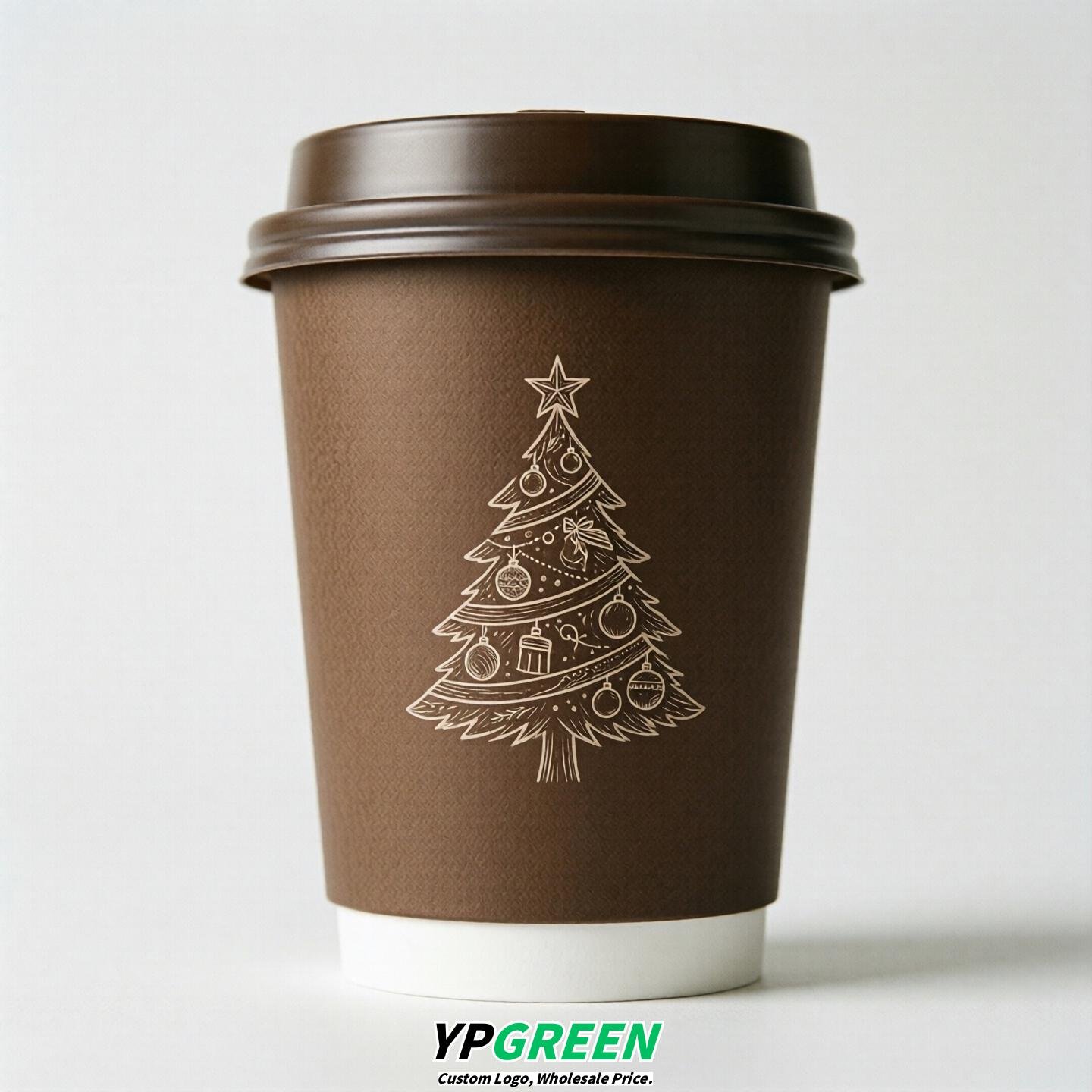 Coffee Paper Cups with Christmas Design 8-24oz