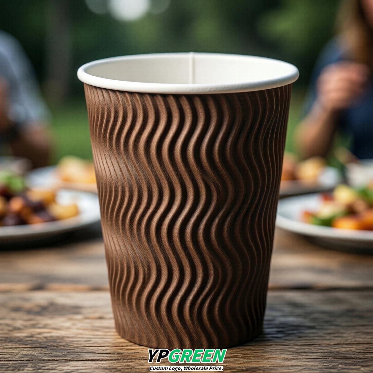 Coffee Embossed Paper Cups 10oz/12oz/16oz/20oz/22oz