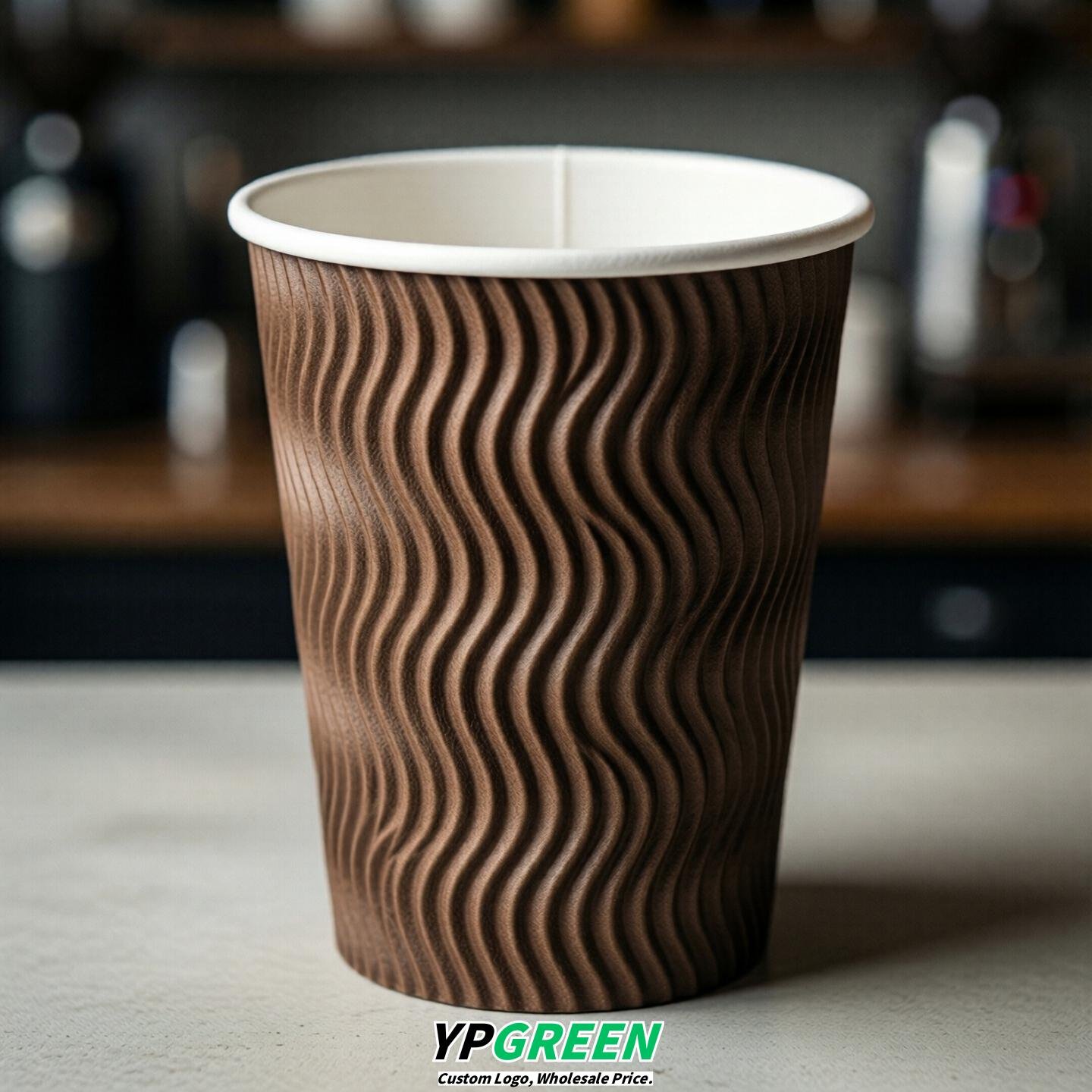 Coffee Embossed Paper Cups 10oz/12oz/16oz/20oz/22oz