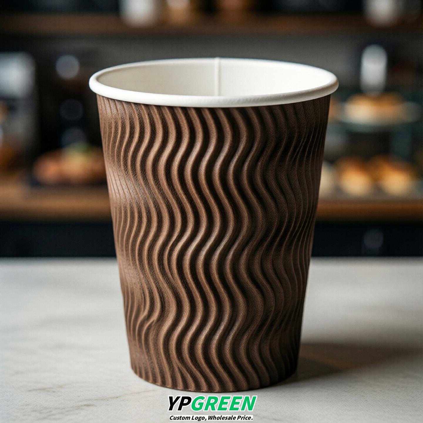 Coffee Embossed Paper Cups 10oz/12oz/16oz/20oz/22oz