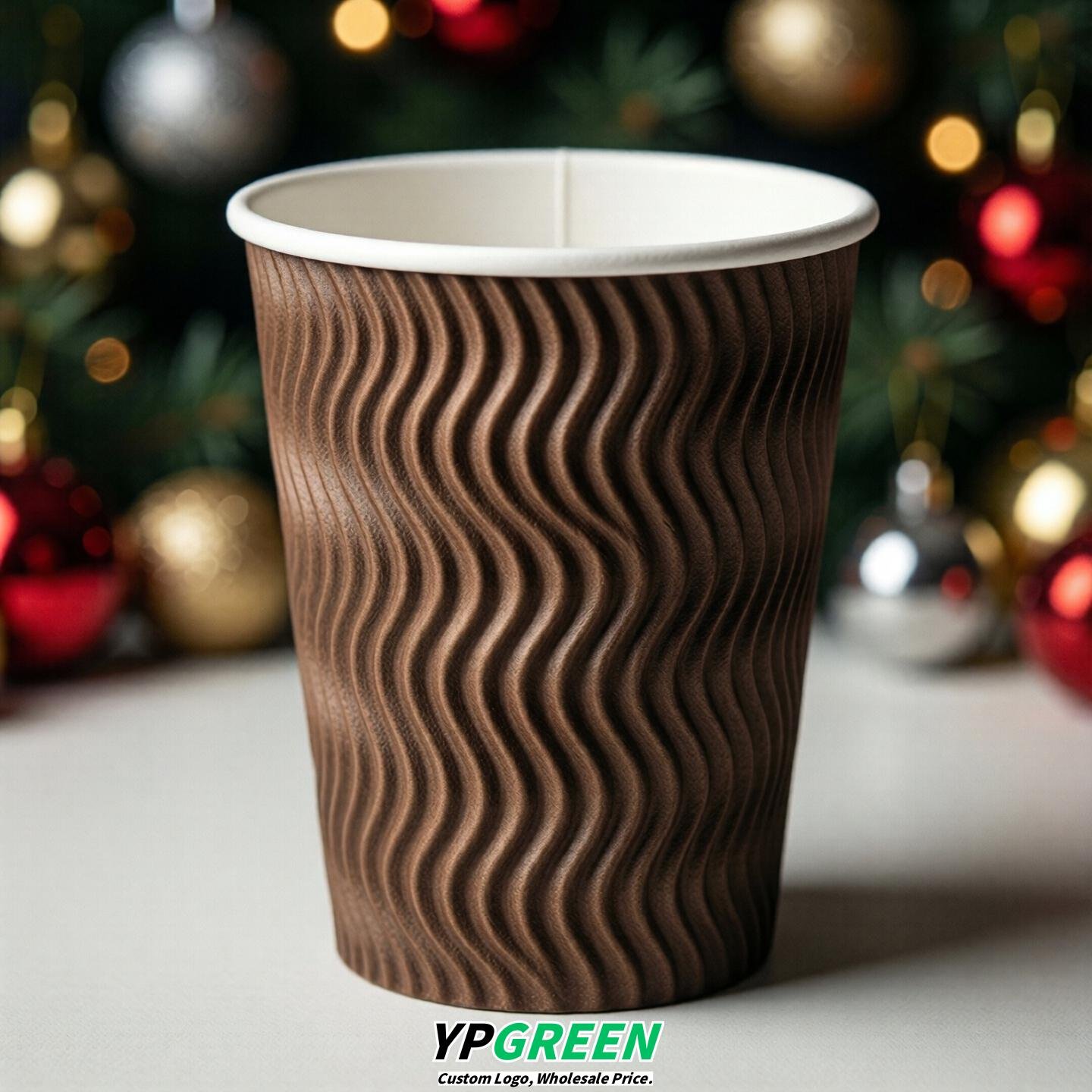 Coffee Embossed Paper Cups 10oz/12oz/16oz/20oz/22oz