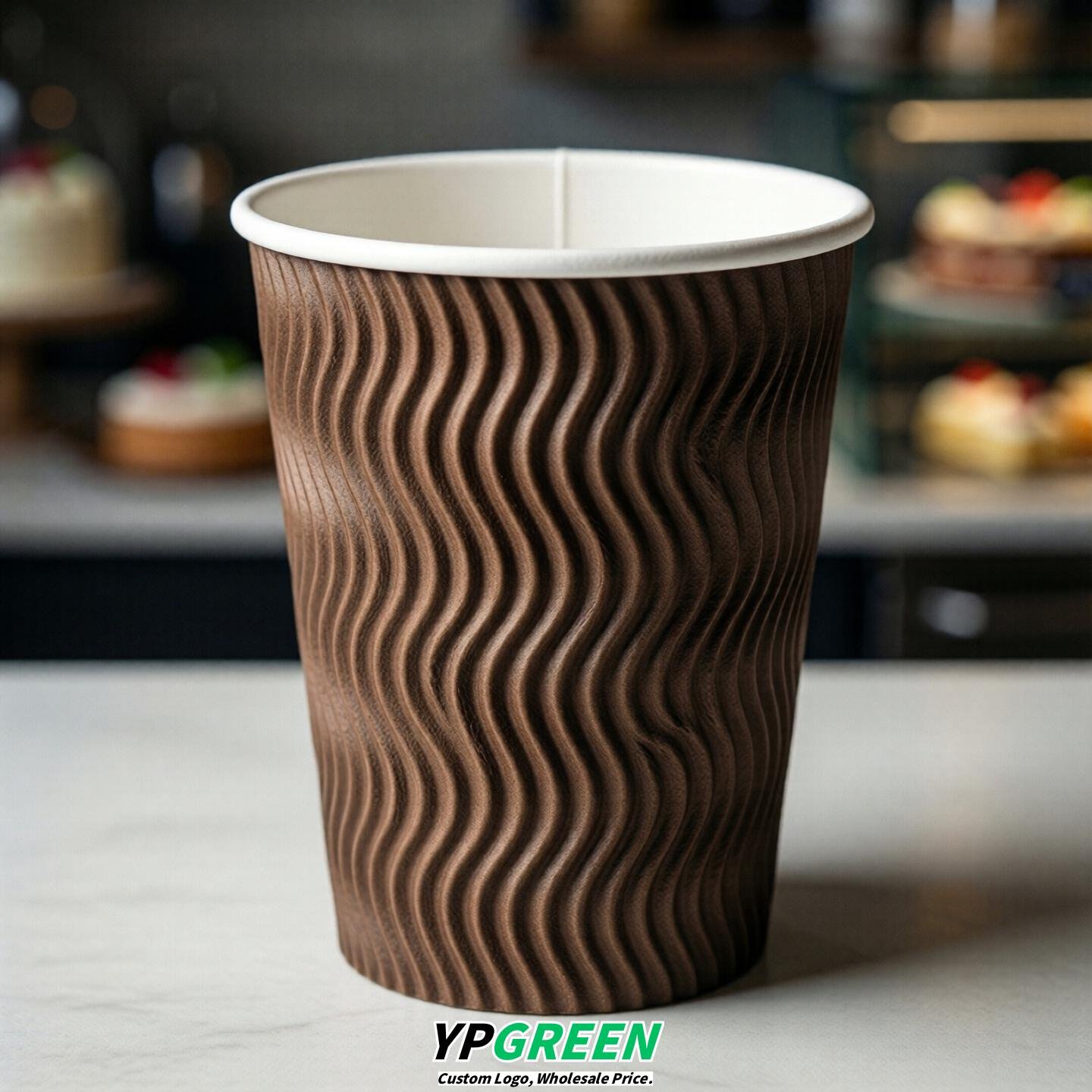 Coffee Embossed Paper Cups 10oz/12oz/16oz/20oz/22oz